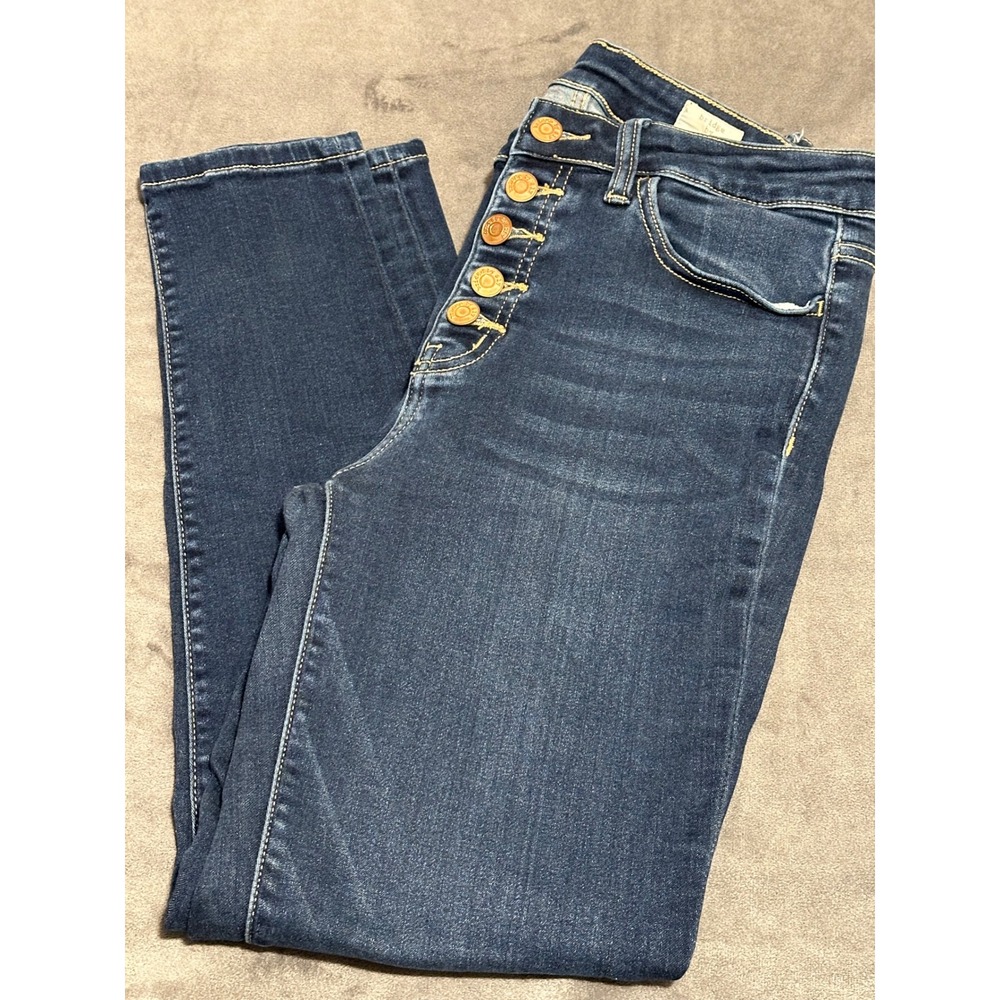 Bridge by GLY Womens High Rise Ankle Skinny Jeans Dark Wash Button Fly